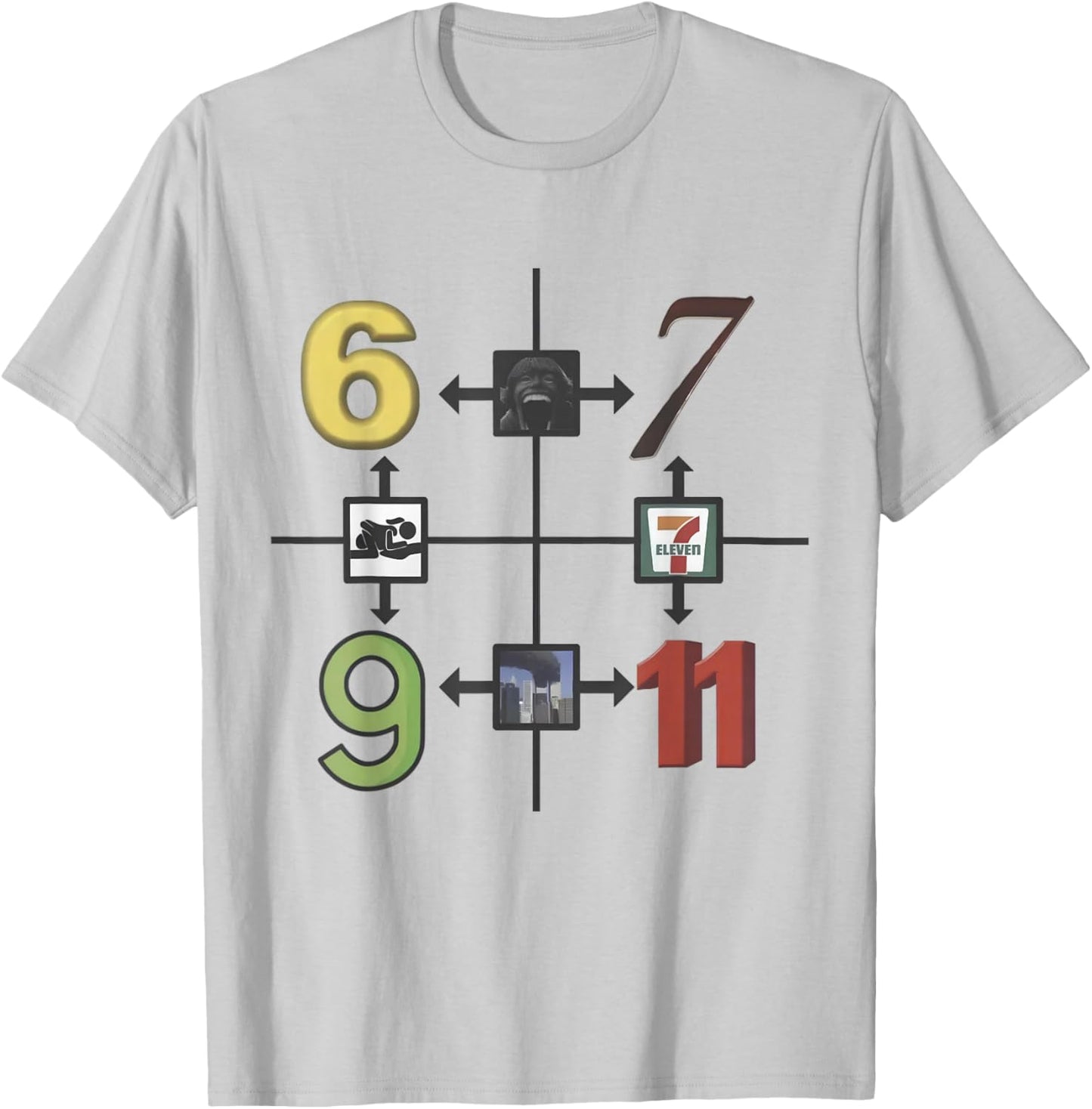 6-9 6-7 7-11 9/11 Meme Funny Sayings Gen Z Humor Meme T-Shirt - T-Shirt | Ash