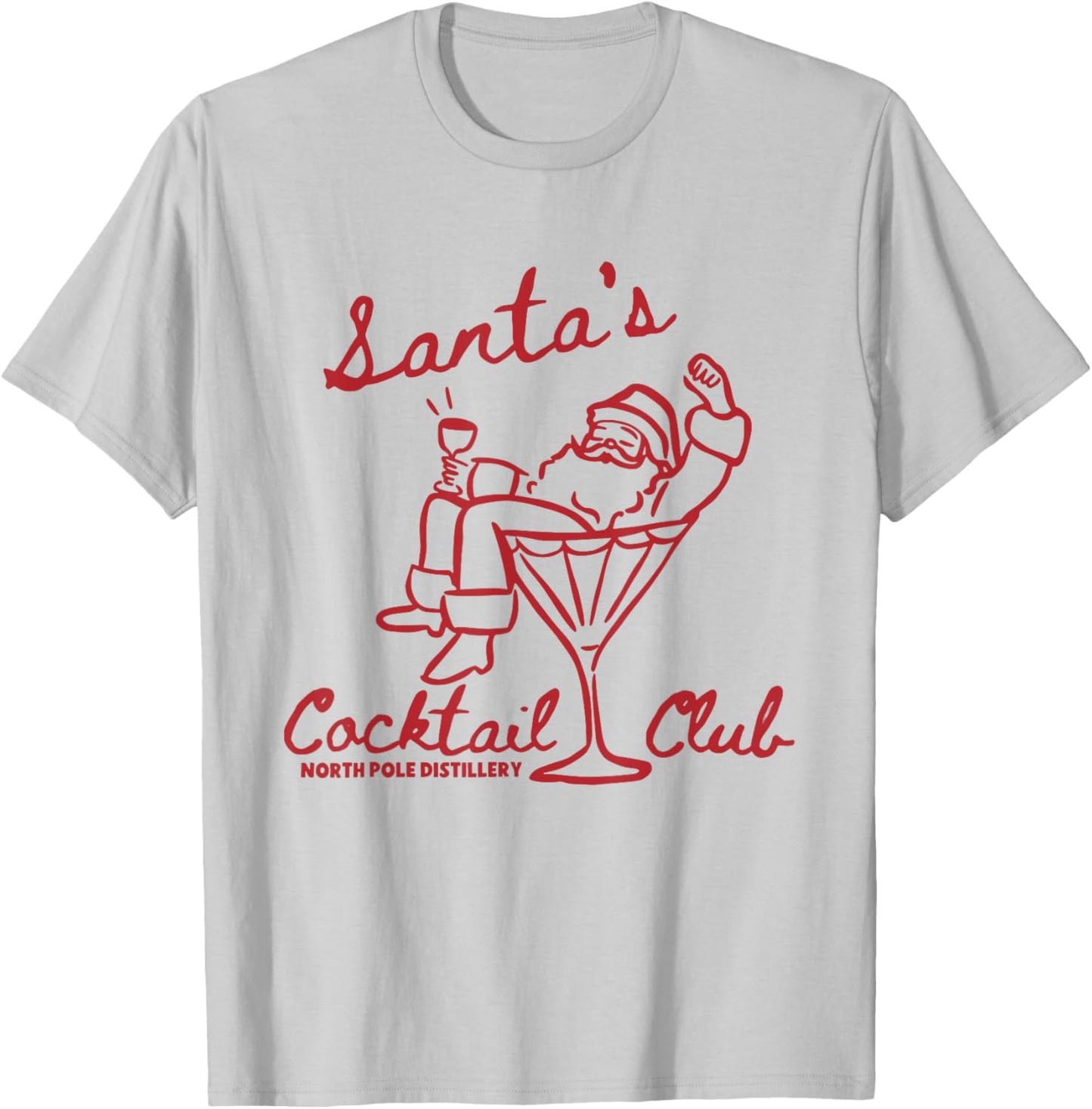 Santa's Cocktail Club North Pole Distillery T-Shirt - T-Shirt | Ash