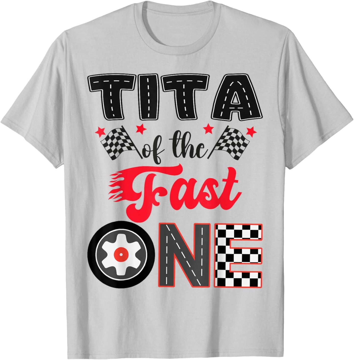 Tita Of The Fast One Car Racing Dad 1St Birthday Boy T-Shirt - T-Shirt | Ash