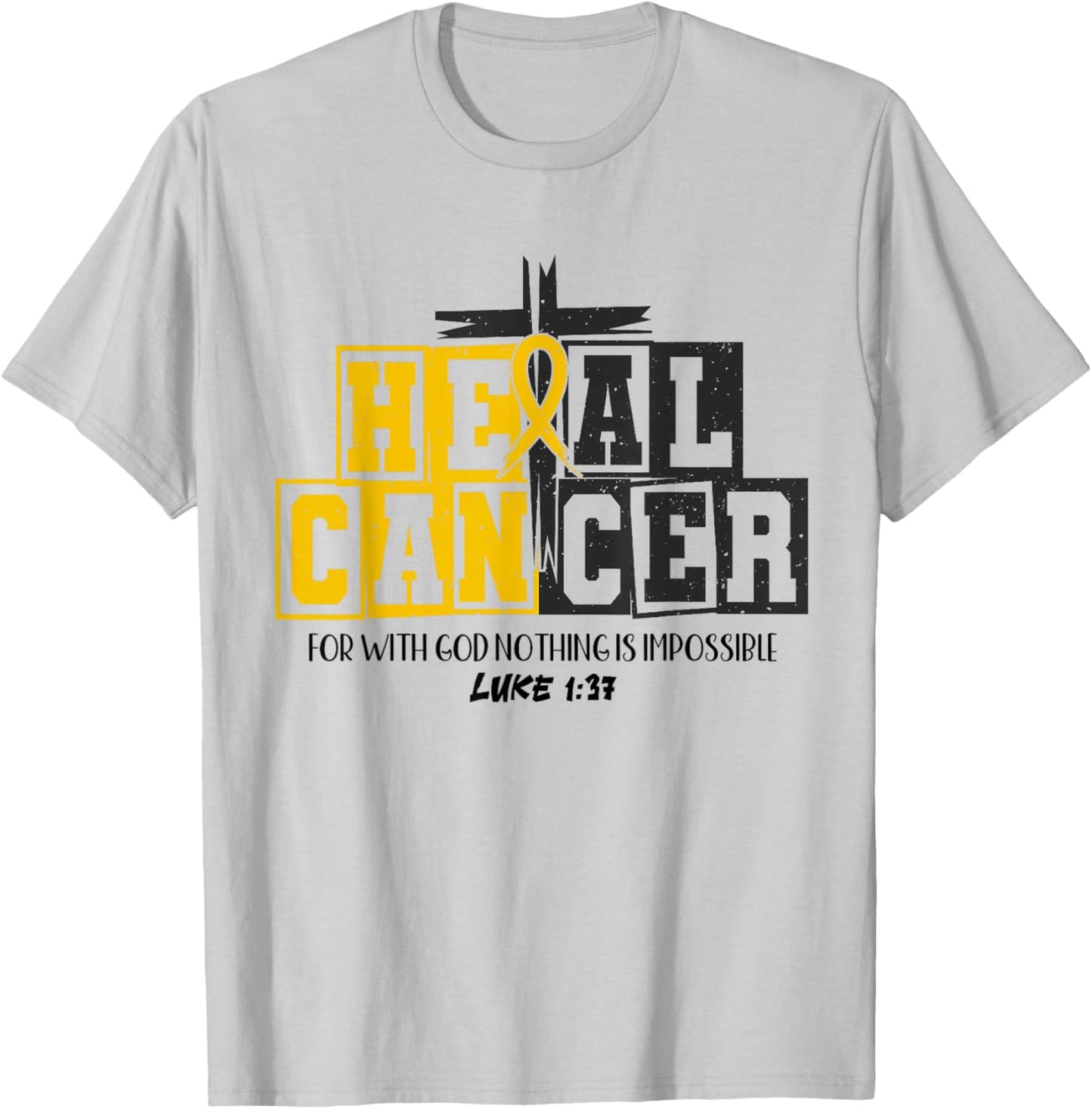 Heal Cancer Childhood Cancer Awareness God Christian Kids T-Shirt - T-Shirt | Ash
