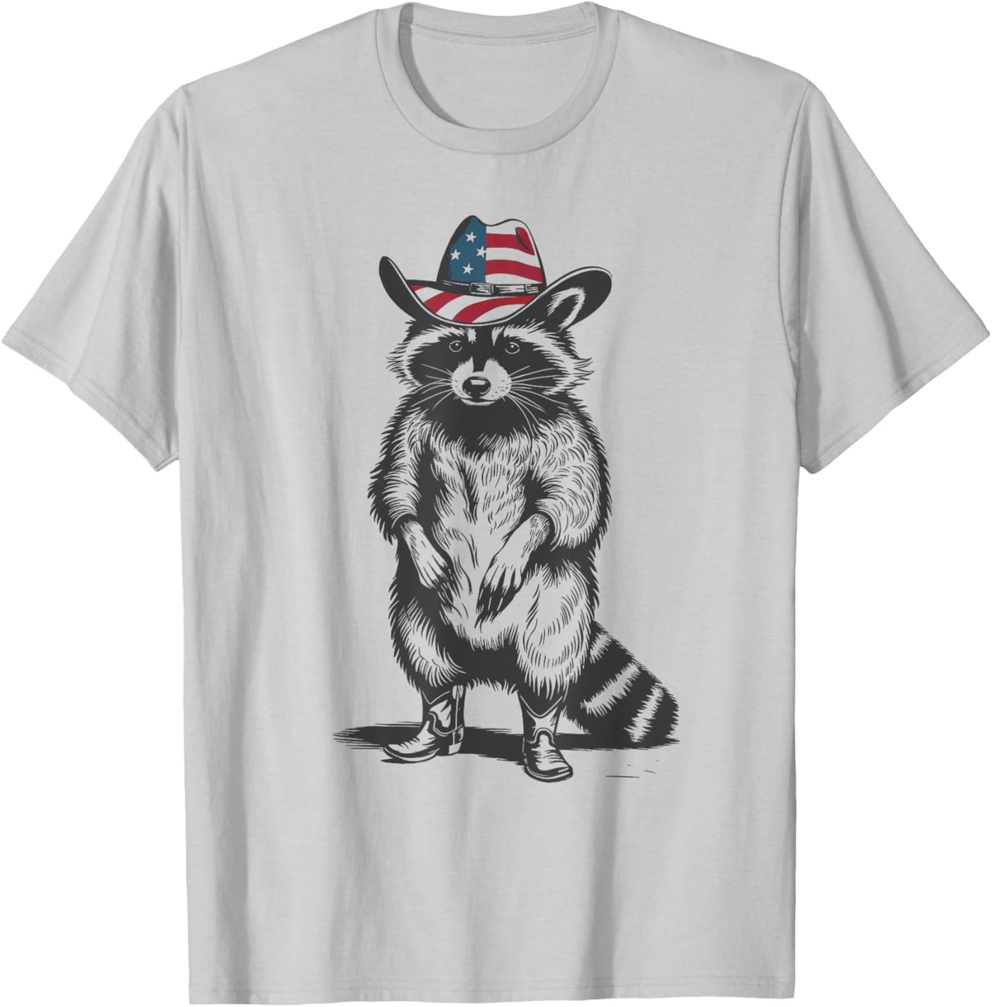 Vintage Racoon Trash Panda Cowboy Western Country Cowgirl T-Shirt - T-Shirt | Ash