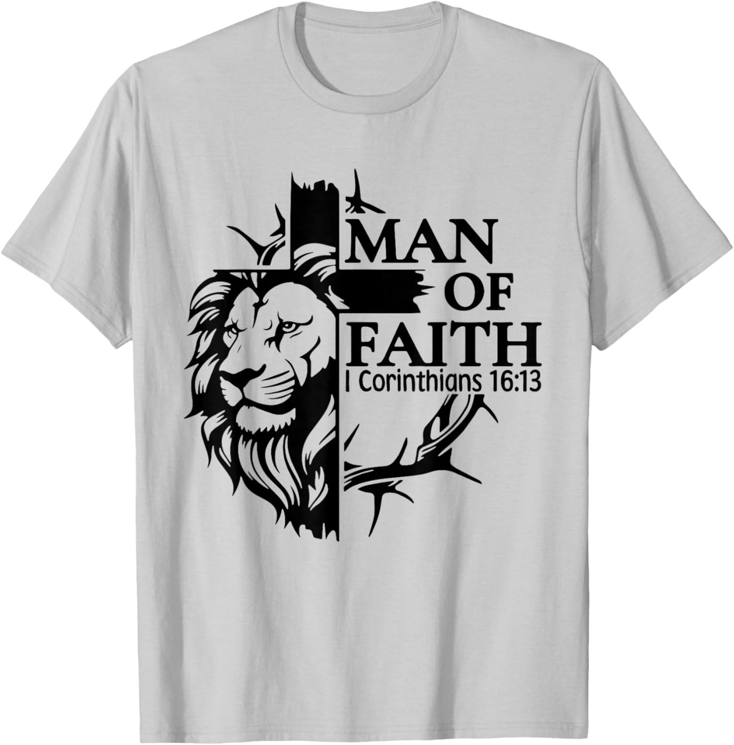 Faith, God, Religious, Man of Faith, Believe, Faith Cross T-Shirt - T-Shirt | Ash