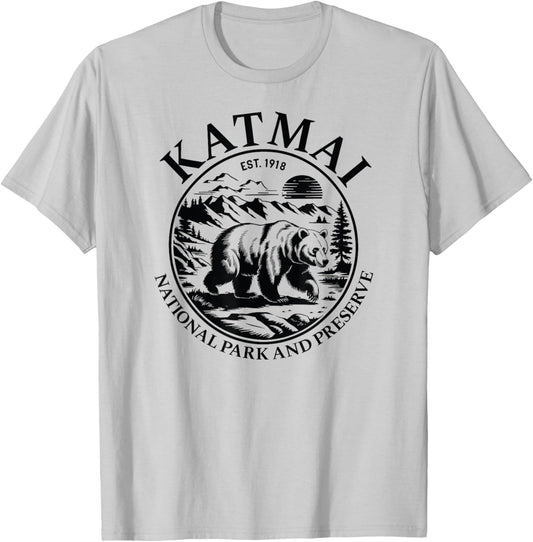 Katmai National Park and Preserve Vintage T-Shirt - T-Shirt | Ash
