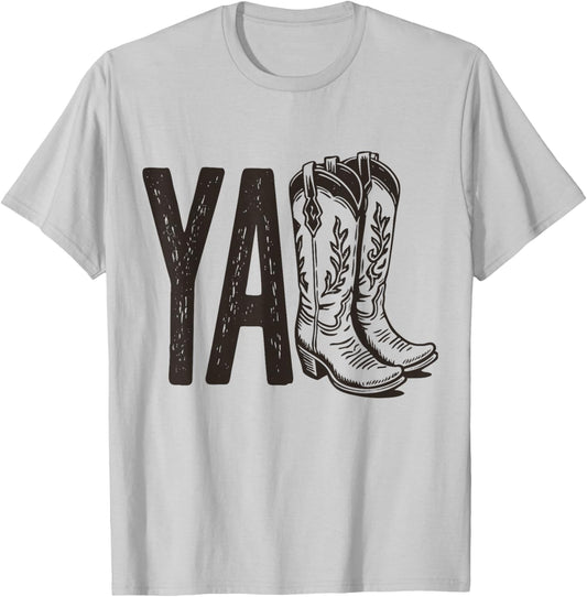 Cowboy Boots Western Yall Country Rodeo T-Shirt - T-Shirt | Ash
