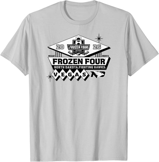 North Dakota Fighting Hawks 2026 Frozen Four Men's Hockey T-Shirt - T-Shirt | Ash