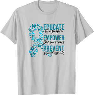 Sexual Assault Awareness Month Educate Empower Prevent T-Shirt - T-Shirt | Ash