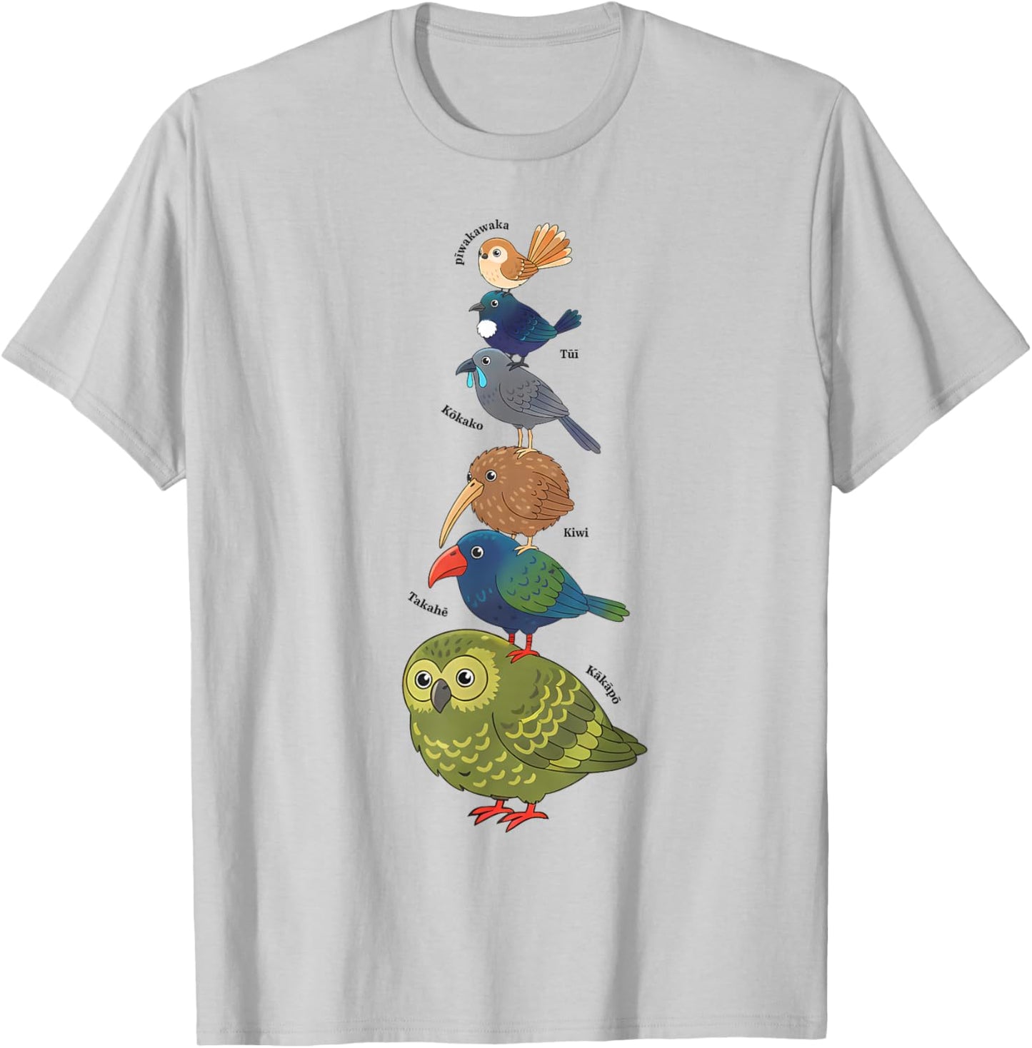 New Zealand Bird Lover Wildlife Bird Watching Kiwi Kakapo T-Shirt - T-Shirt | Ash
