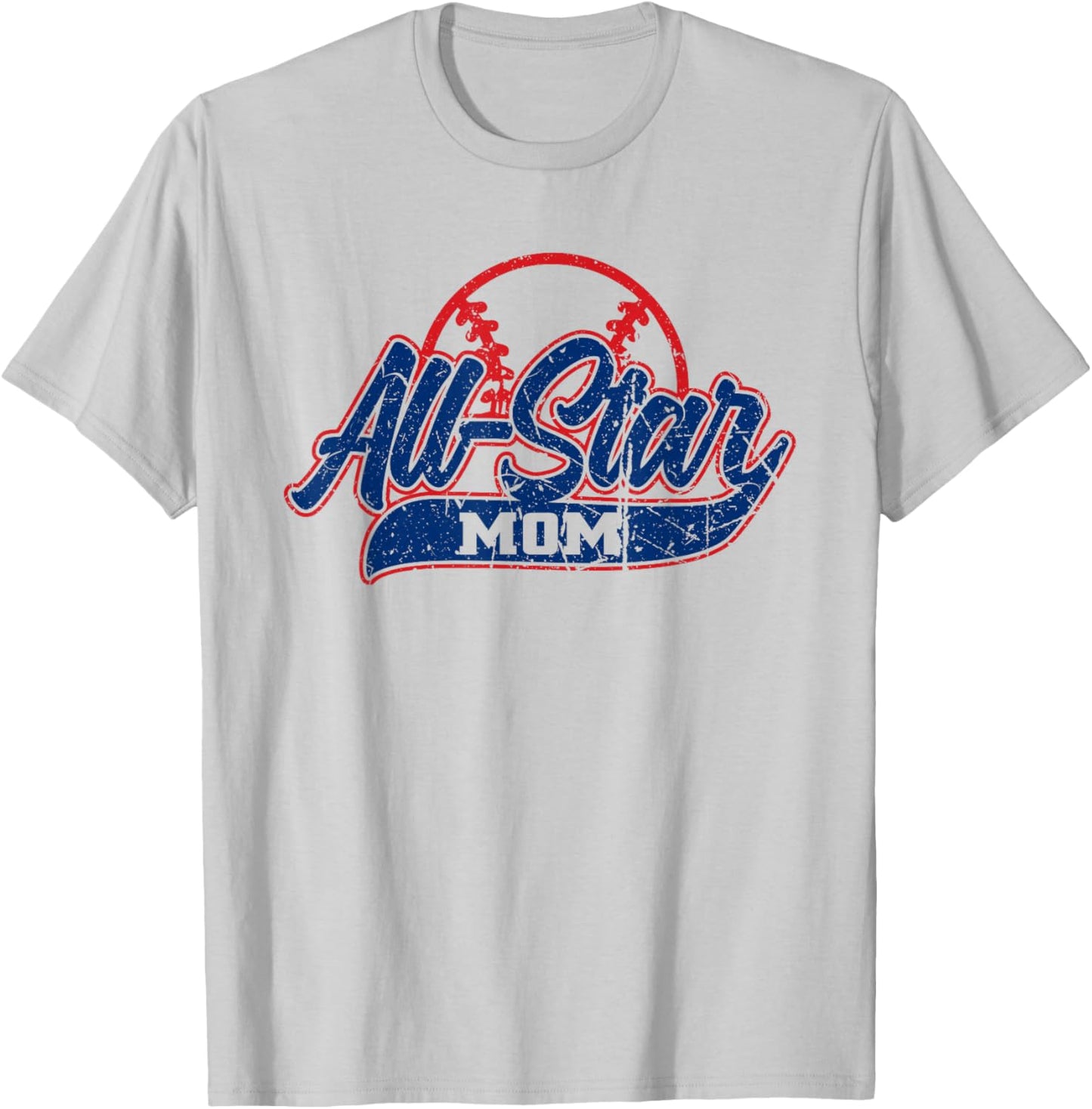 Retro Baseball All-Star Mom T-Shirt - T-Shirt | Ash