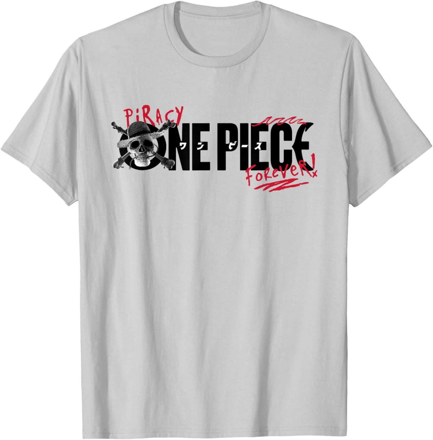 One Piece Piracy Front Back T-Shirt - T-Shirt | Ash
