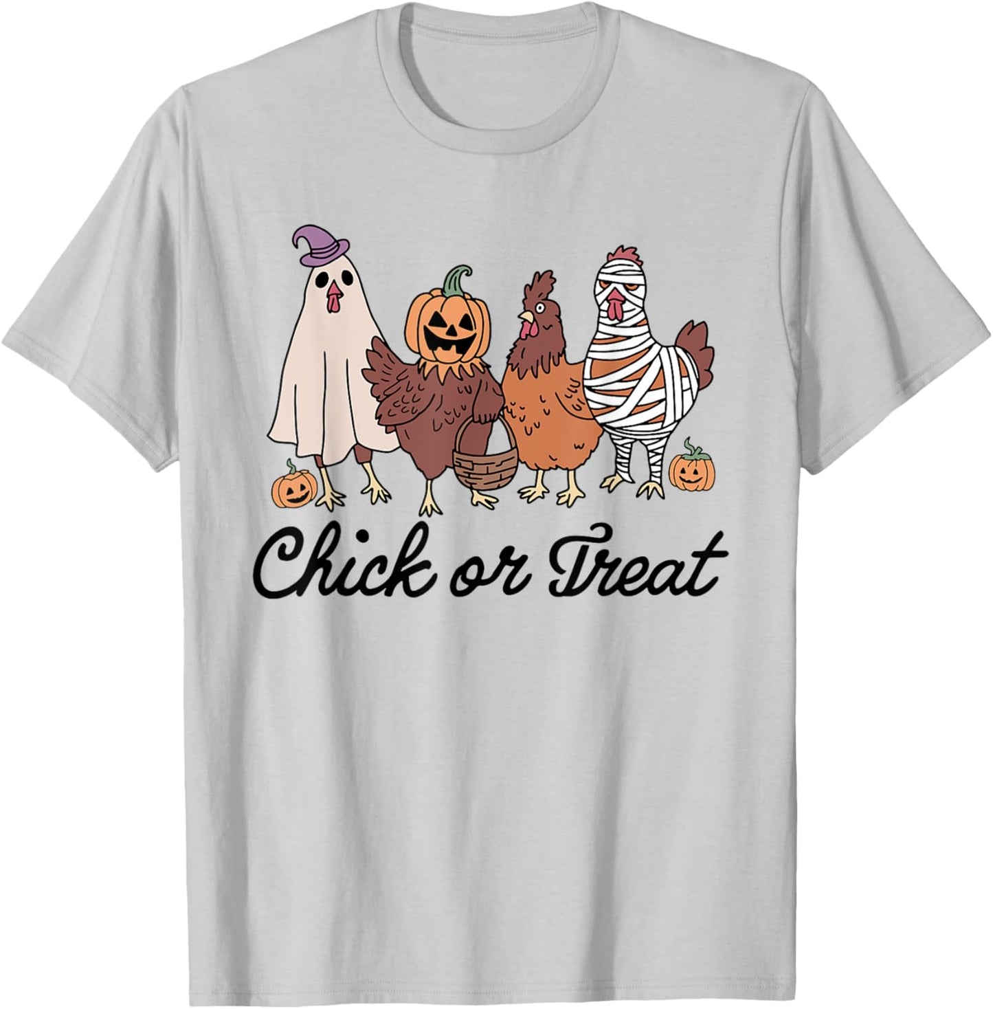 Chick Or Treat Halloween Witch Spooky Chicken T-Shirt - T-Shirt | Ash