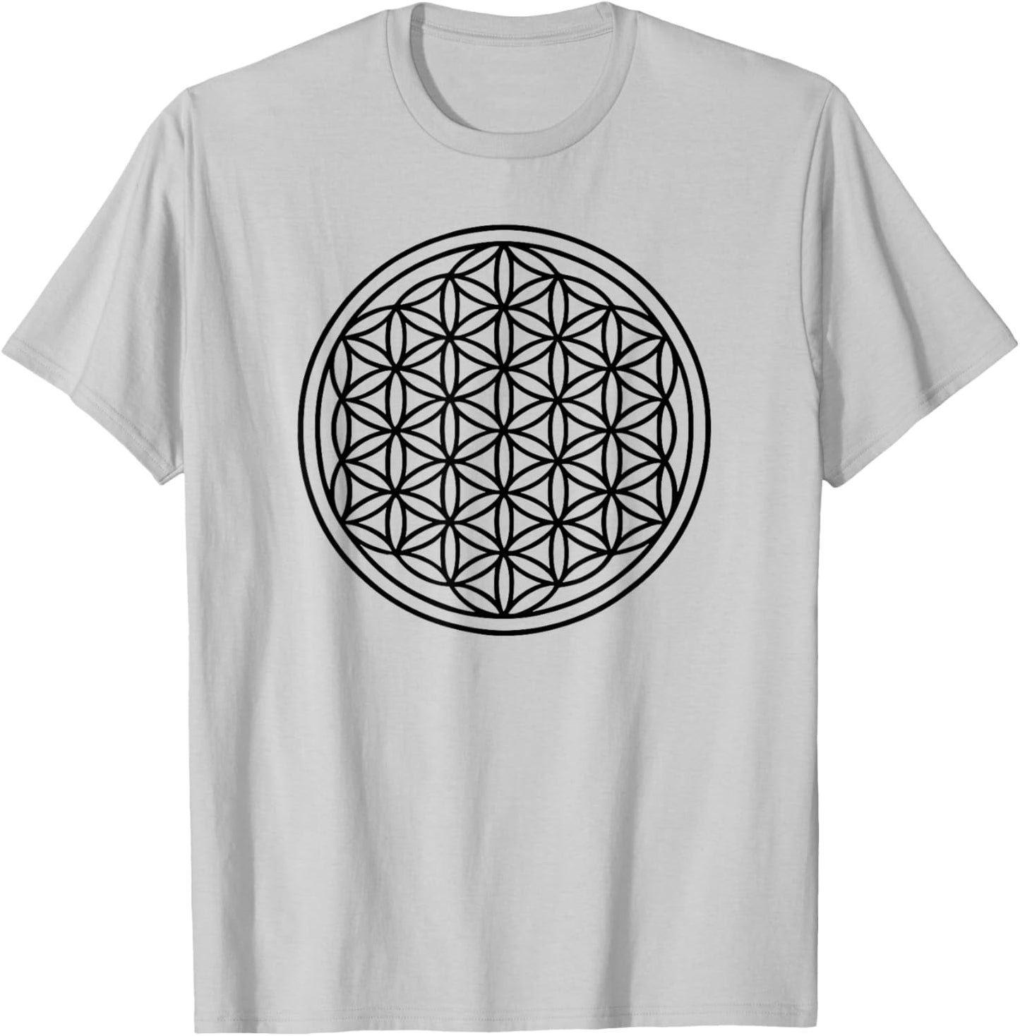 Fleur de Vie Noire - Symbole Géométrie Sacrée T-Shirt - T-Shirt | Ash