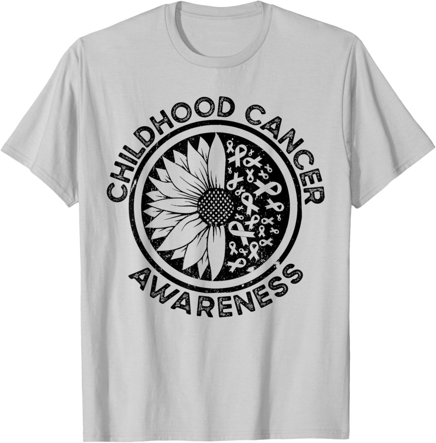 Sunflower Childhood Cancer Awareness T-Shirt - T-Shirt | Ash