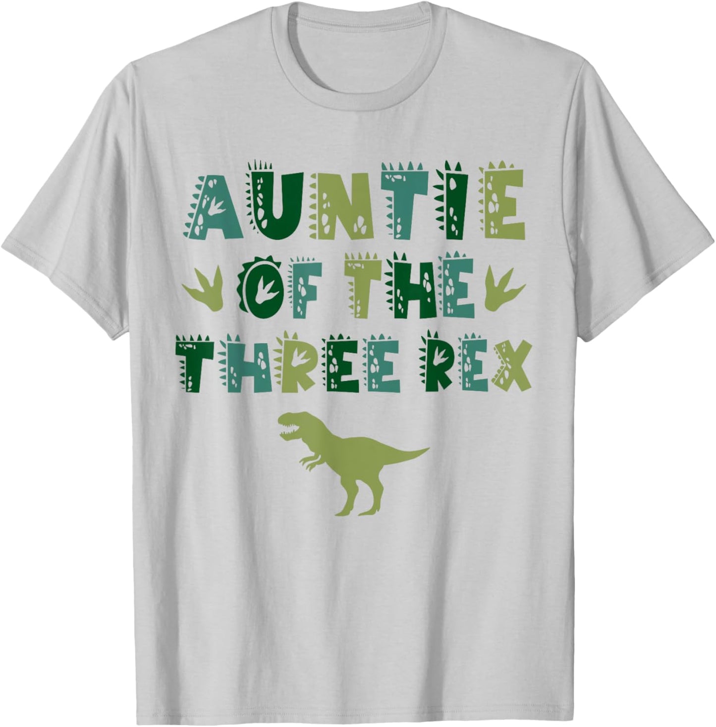 Auntie Of The Three Rex Birthday Shirts Dinosaur Family T-Shirt - T-Shirt | Ash