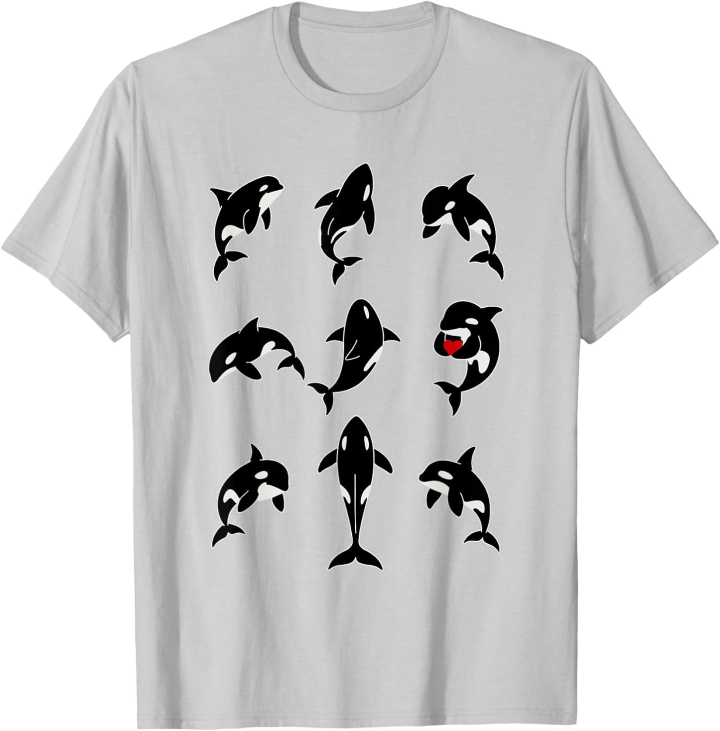 Minimalist Orca Line Drawing Men Women Kids Novelty Orca T-Shirt - T-Shirt | Ash