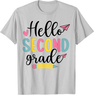 Hello Second Grade Back to School 2nd Grade Teacher Student T-Shirt - T-Shirt | Ash