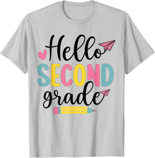 Hello Second Grade Back to School 2nd Grade Teacher Student T-Shirt - T-Shirt | Ash