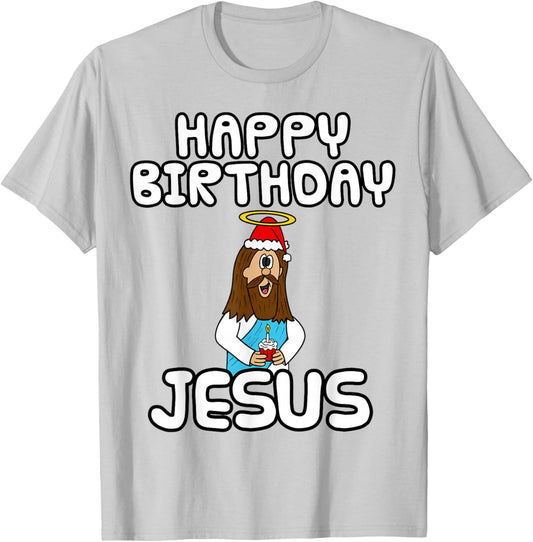 Happy Birthday Jesus, Christian Christmas Church Funny T-Shirt - T-Shirt | Ash