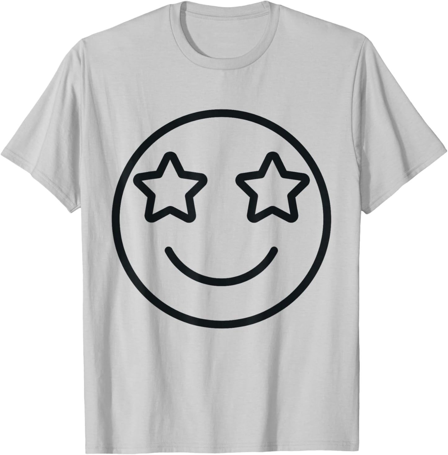 Funny Emoticon Star Eyes Smile Face Men Women Kids Humor T-Shirt - T-Shirt | Ash