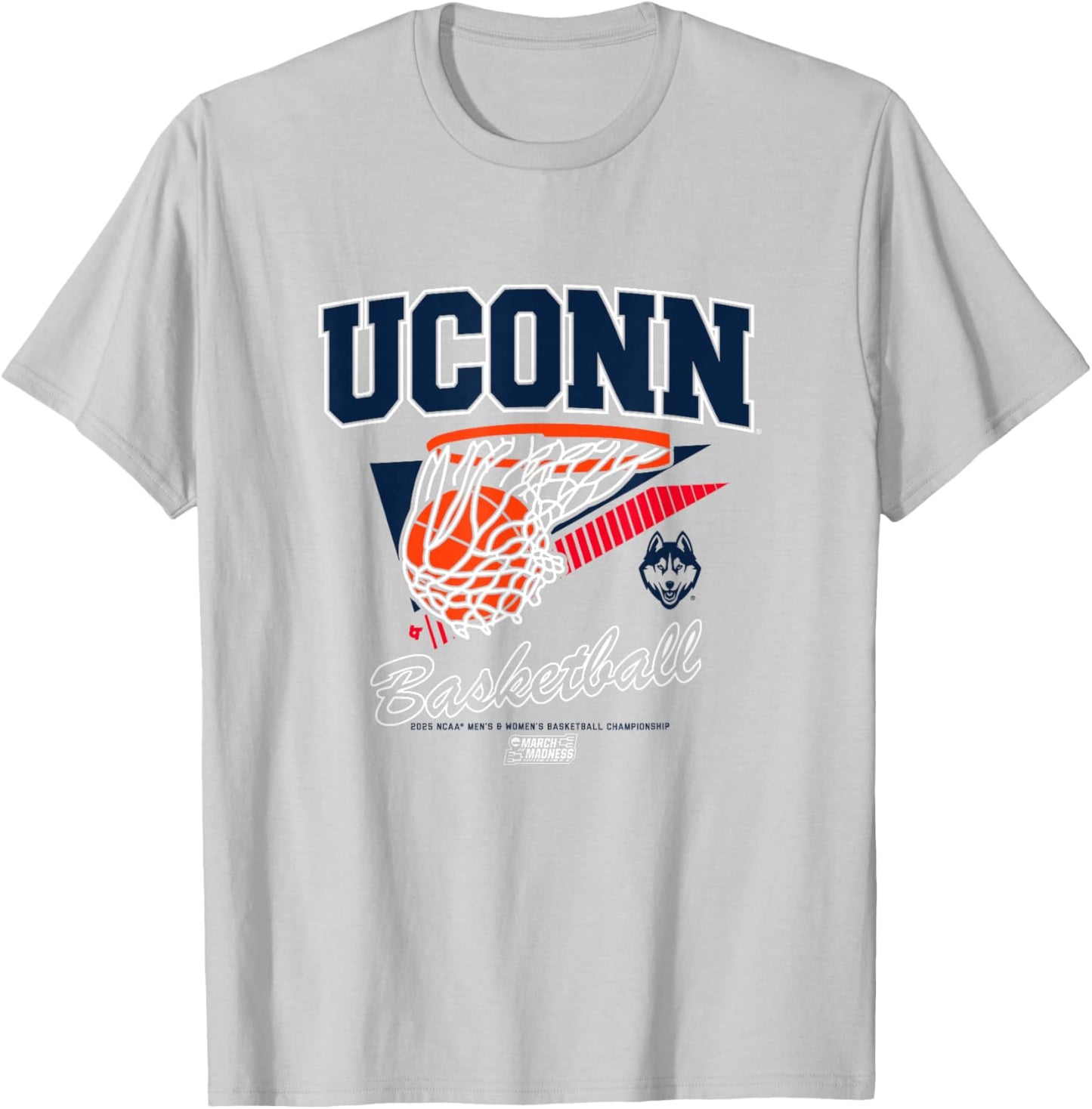 UConn Huskies Basketball 2025 March Madness Basketball NCAA T-Shirt - T-Shirt | Ash