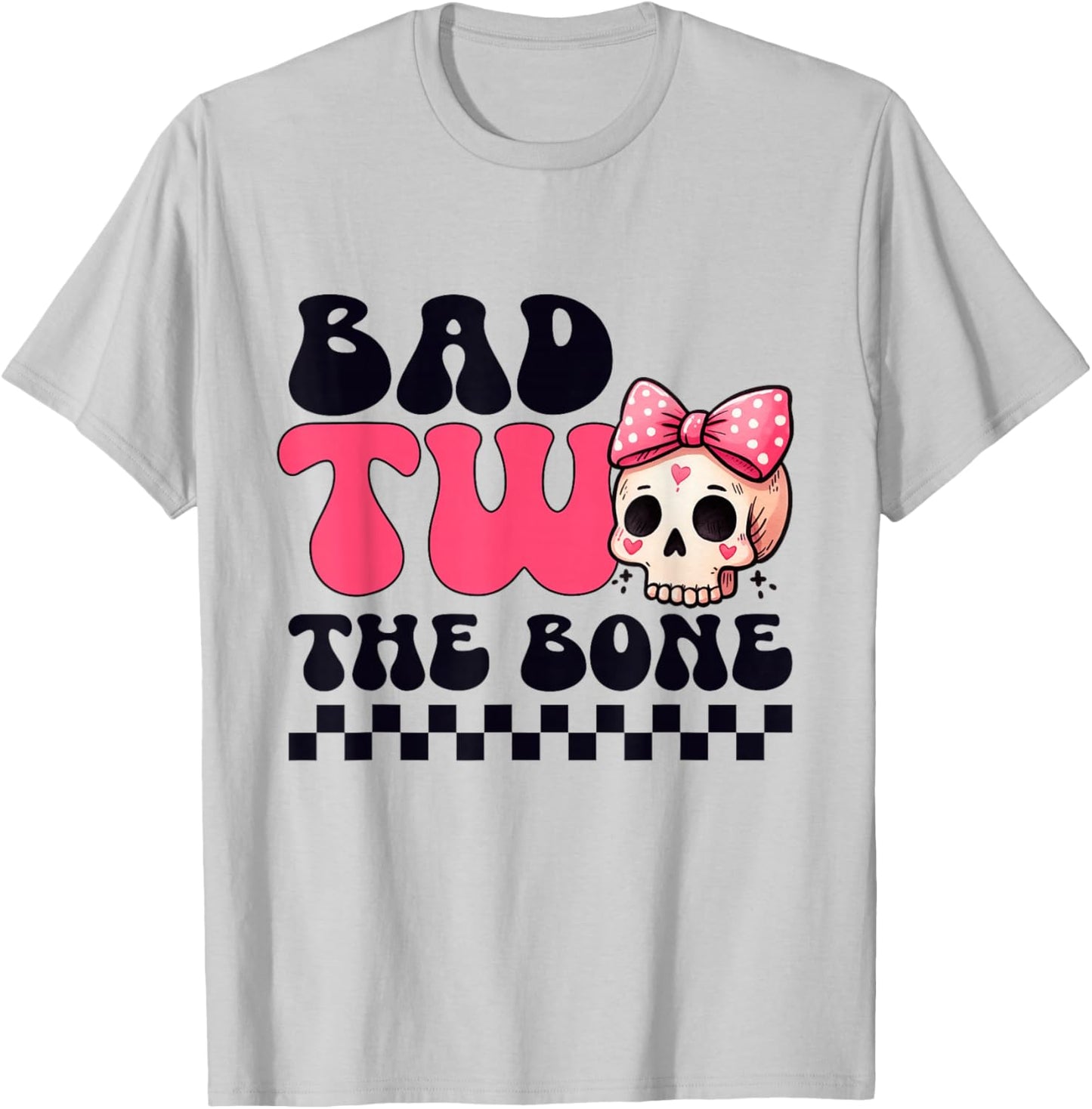 Bad Two The Bone Cute 2nd Toddler Halloween Birthday Girls T-Shirt - T-Shirt | Ash