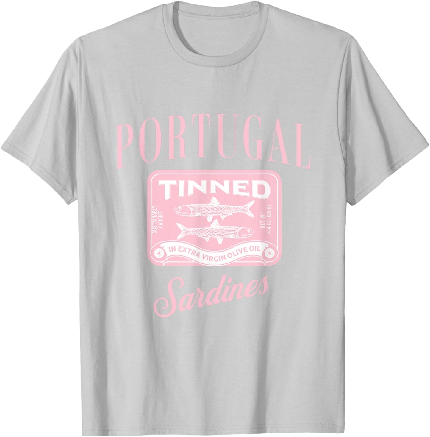 Tin Fish Sardines - Women's Classic Fit White Short Sleeve Letter Print Portugal Sardines Summer T-Shirt - T-Shirt | Ash