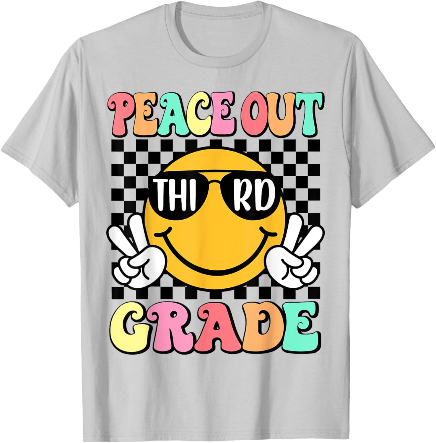 Peace Out 3rd Grade Groovy Students Kids Last Day Of School T-Shirt - T-Shirt | Ash