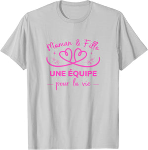Maman et Fille Une Équipe pour La Vie Idée Mama Maman Fille T-Shirt - T-Shirt | Ash