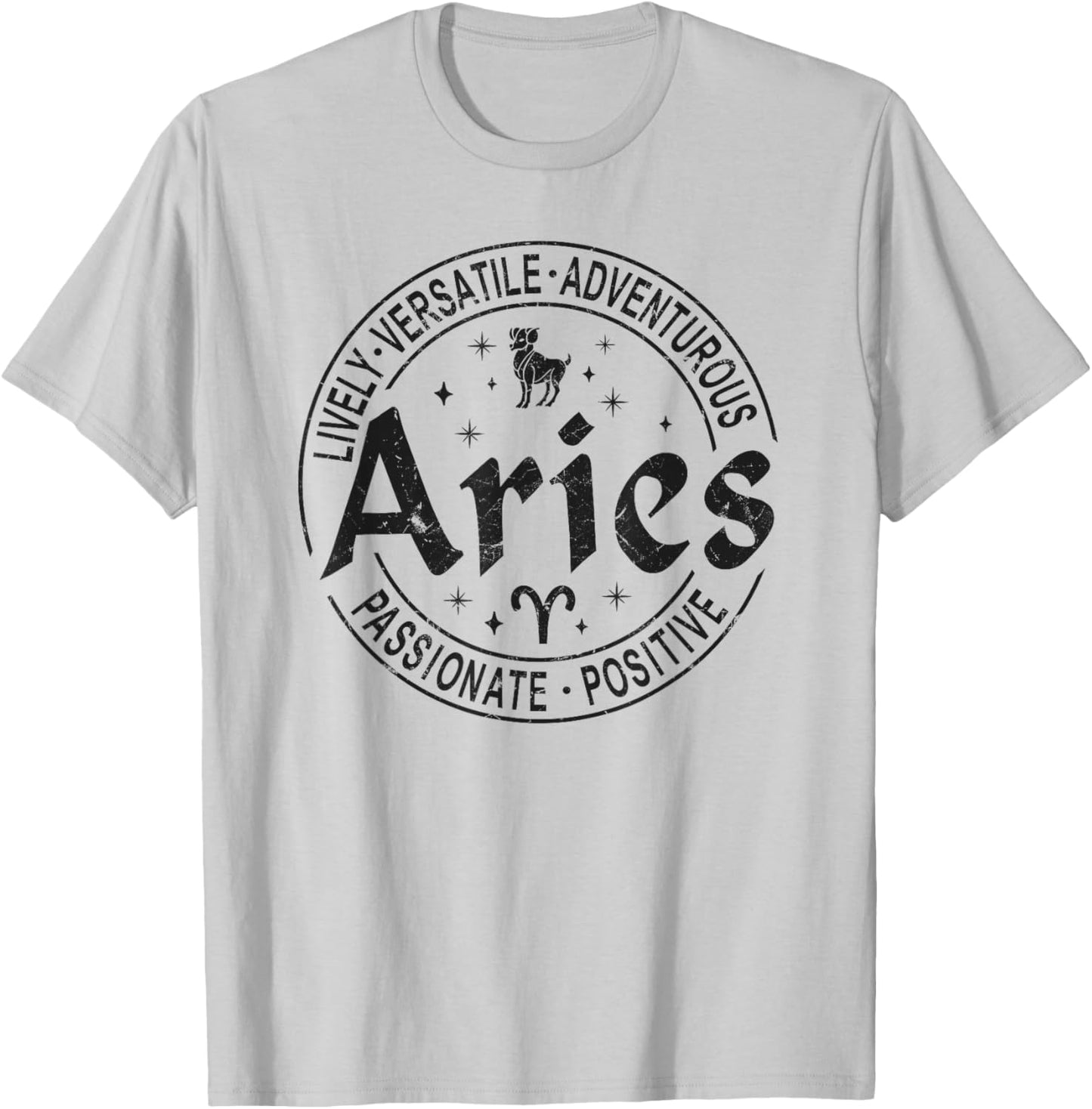Aries Virtues Vintage Style Zodiac Design, Aries T-Shirt - T-Shirt | Ash