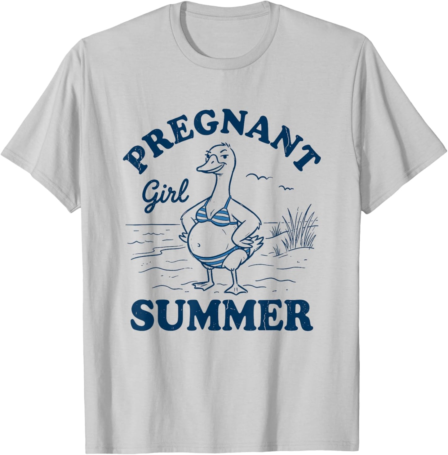Pregnant Girl Summer Silly-Goose Beach Vacation New Mom Life T-Shirt - T-Shirt | Ash