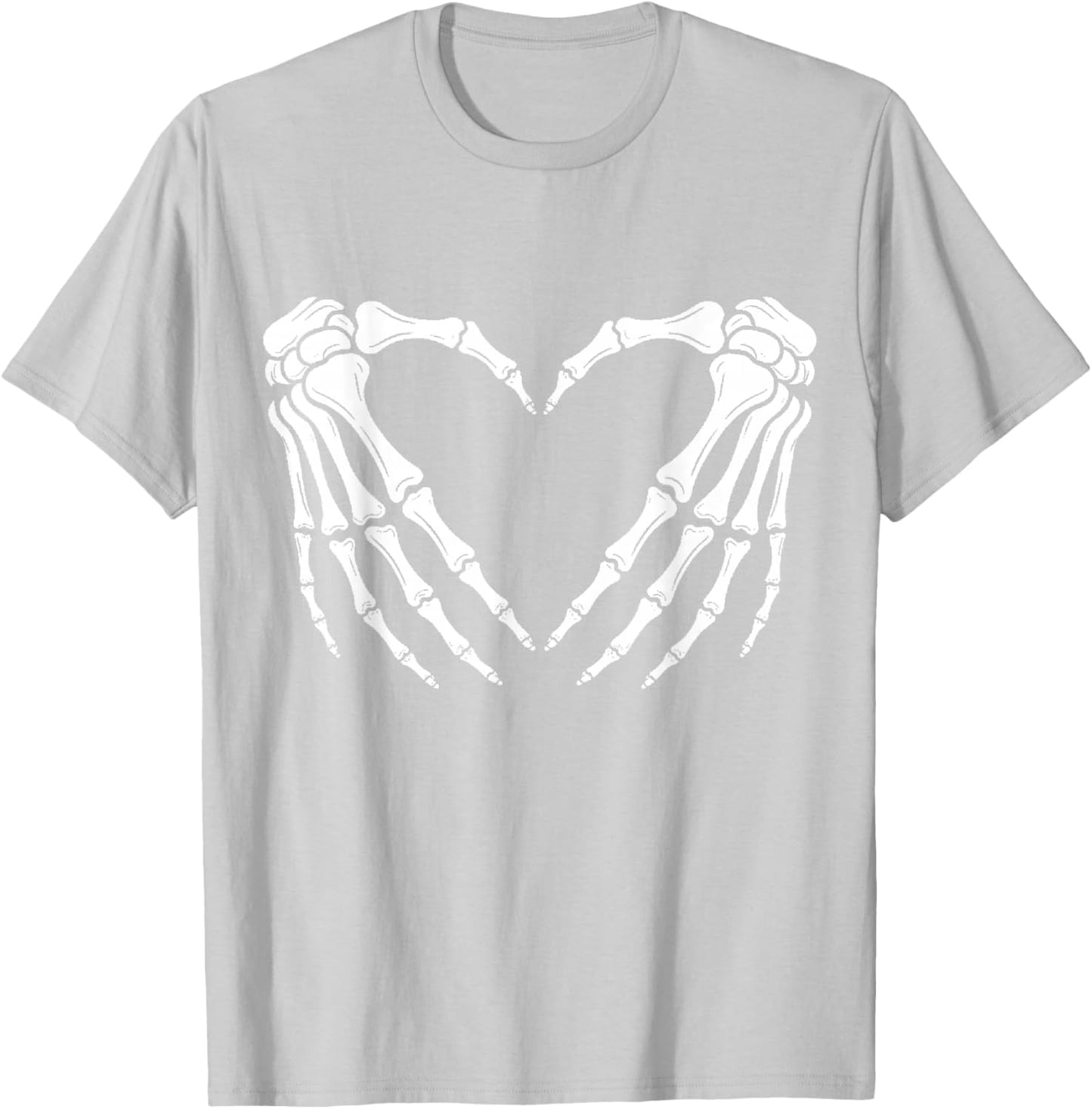 Skeleton Hands Heart Sign Red Halloween T-Shirt - T-Shirt | Ash