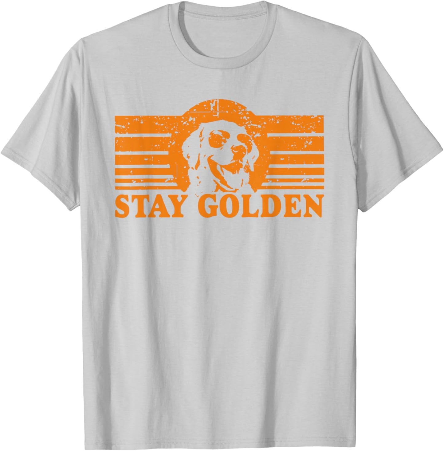 Stay Golden Golden Retriever Retro Sunset Dog Design T-Shirt - T-Shirt | Ash
