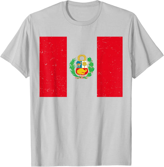 Peru Flag Shirt Men Women Kids Peruvian Hispanic Heritage T-Shirt - T-Shirt | Ash