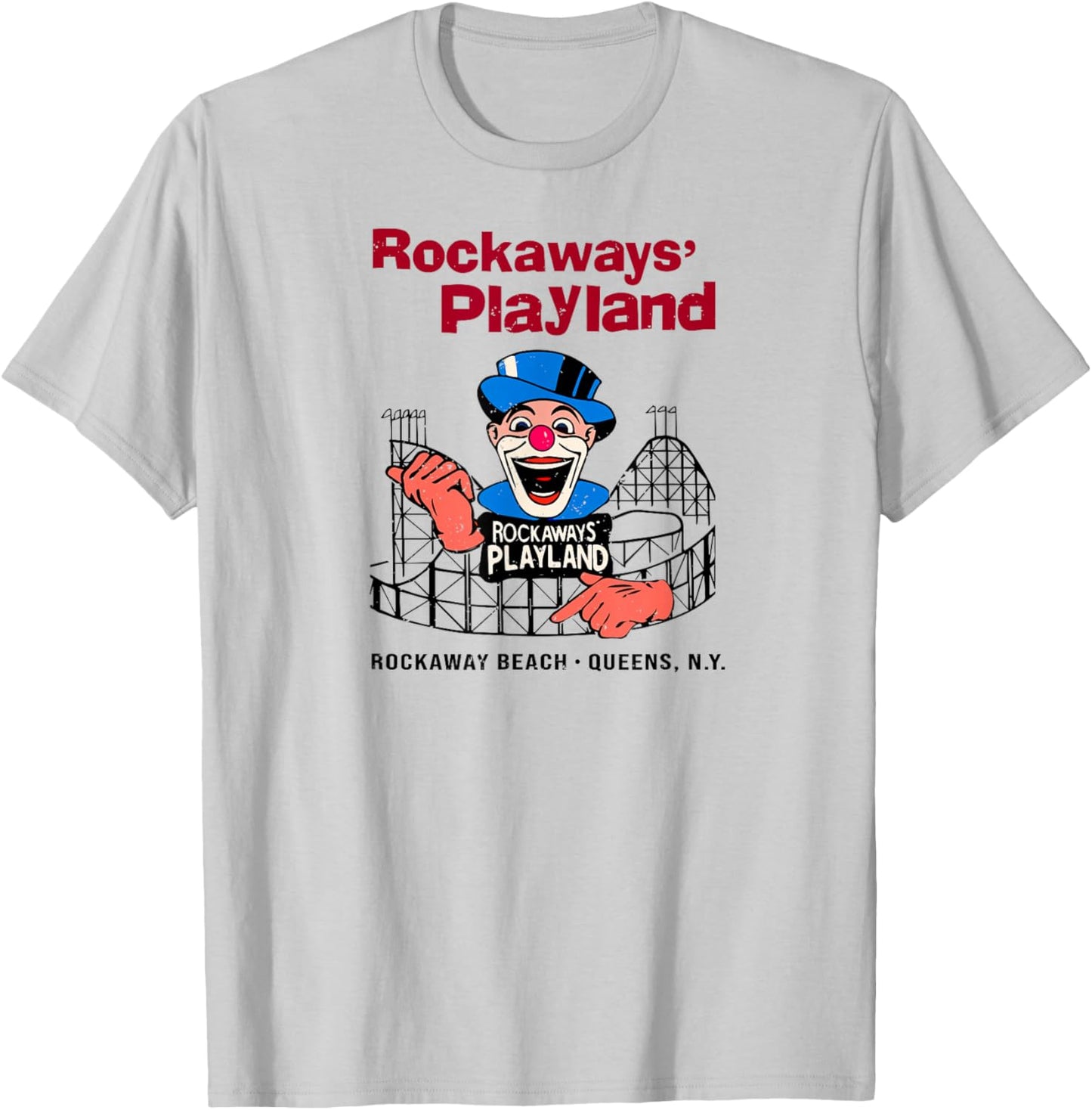 Rockaway's Playland Queens NY Classic Theme Park Clown T-Shirt - T-Shirt | Ash