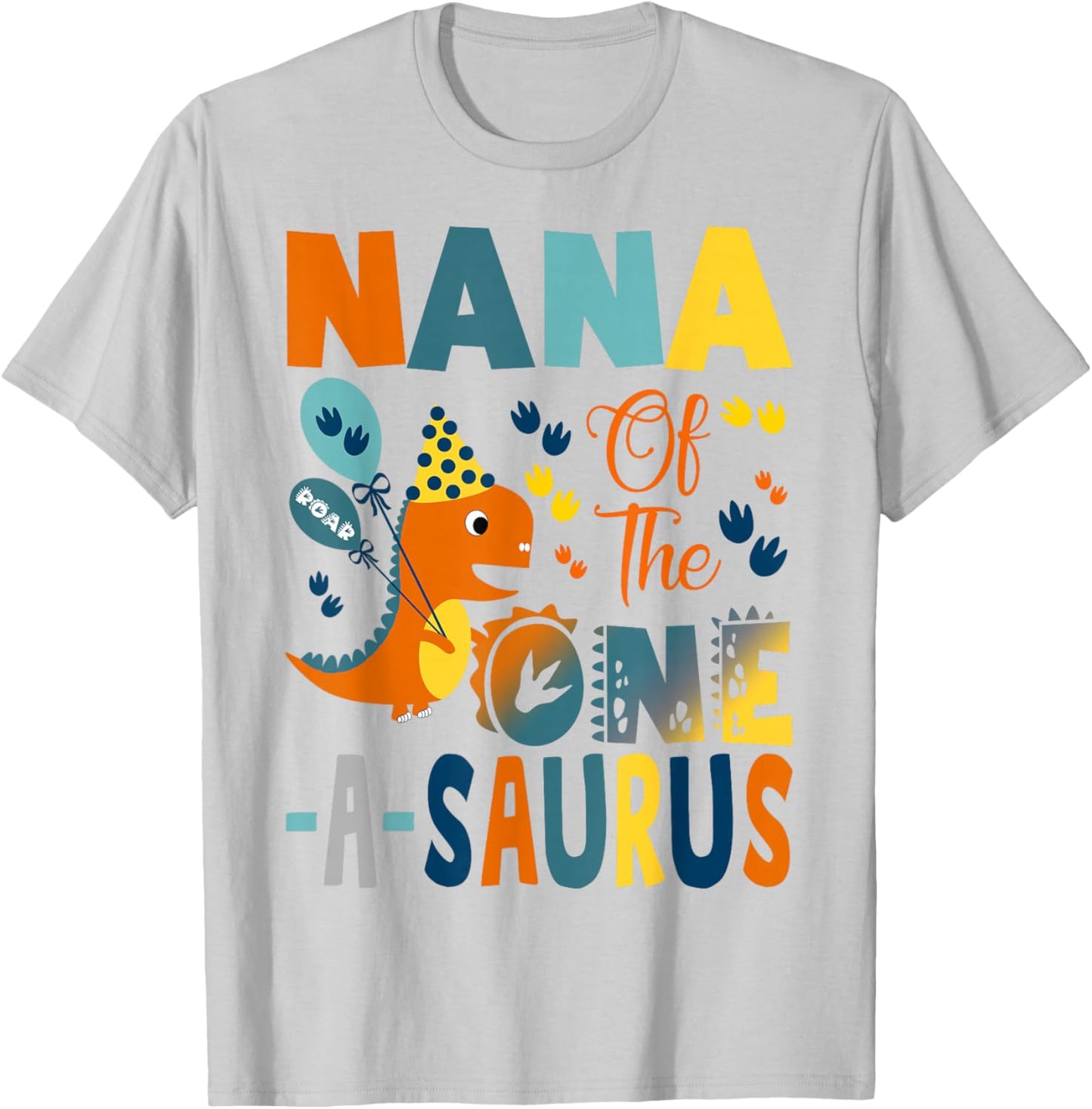 Nana of The One-A-Saurus 1st Birthday Boy Dinosaur T-Shirt - T-Shirt | Ash
