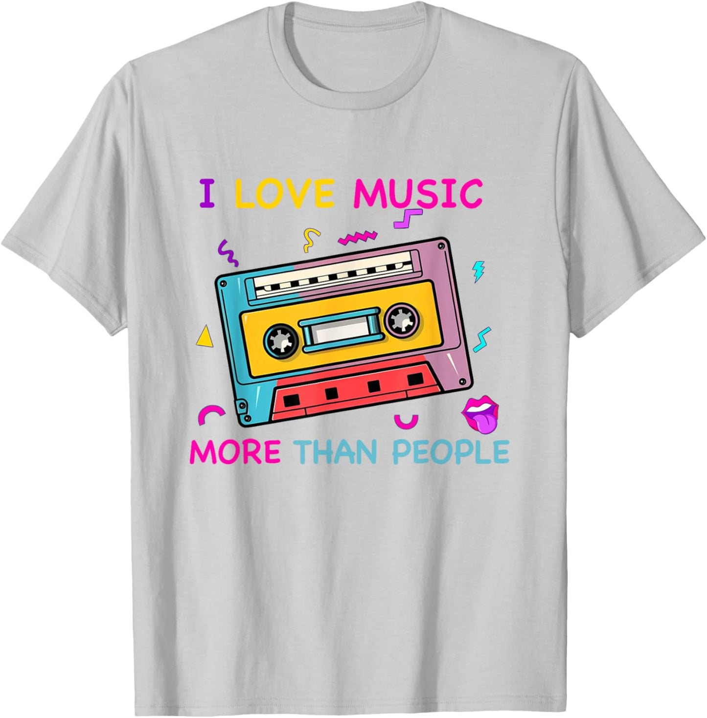 I Love Music More Than People Funny Music Lover T-Shirt - T-Shirt | Ash
