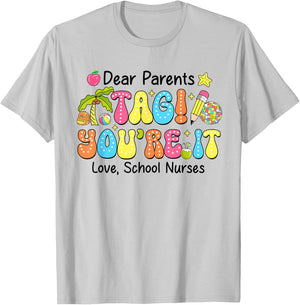 Groovy Tag You're It School Nurses Last Day Of School T-Shirt - T-Shirt | Ash