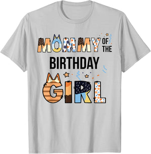 Mommy of The Birthday Girl Party Blue Dog Lover Matching T-Shirt - T-Shirt | Ash