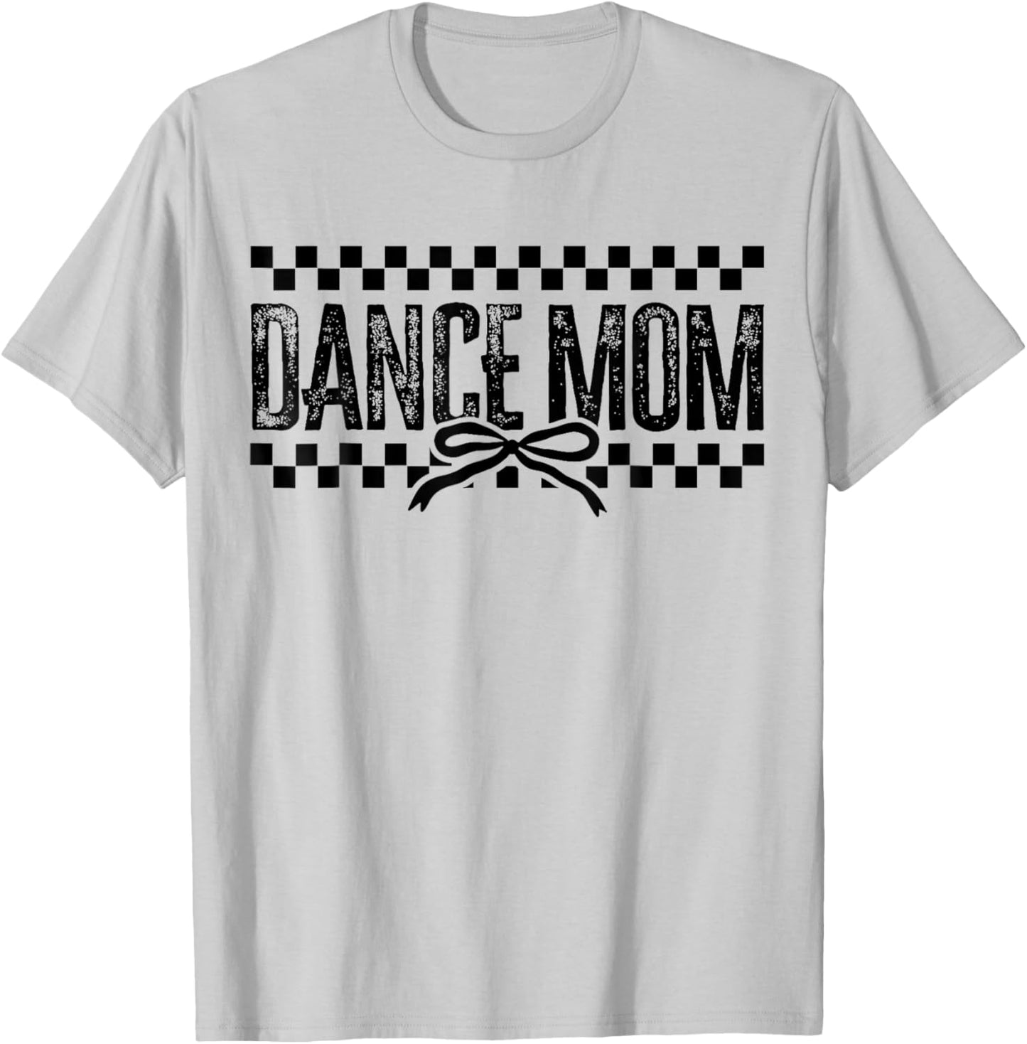 Retro Dance Mom Coquette Bow Checkered Dance Mama Mother Day T-Shirt - T-Shirt | Ash