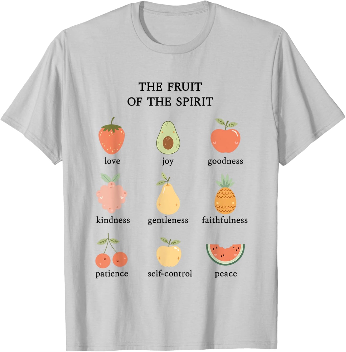 Fruit of the Spirit Cute Christian Girl Aesthetic T-Shirt - T-Shirt | Ash