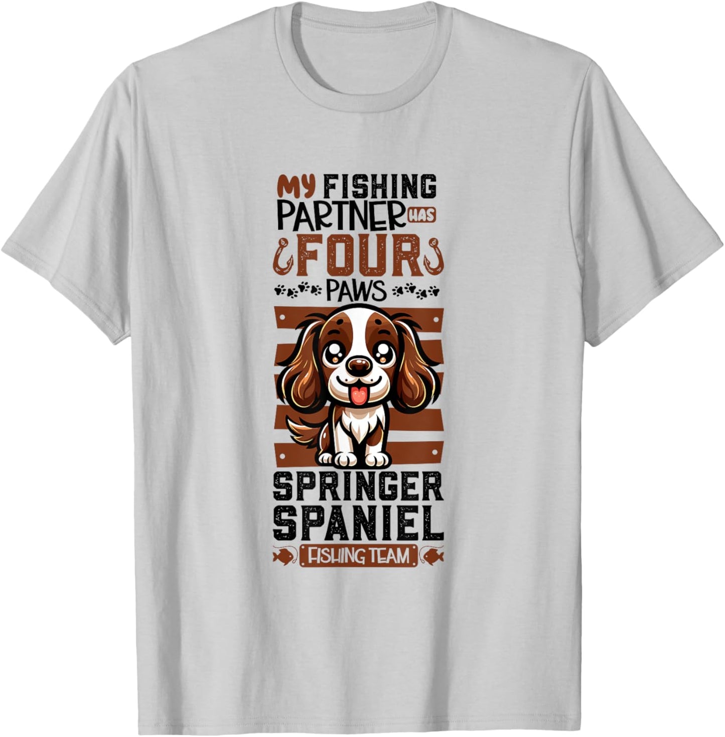 Fishing and English Springer Spaniel T-Shirt - T-Shirt | Ash