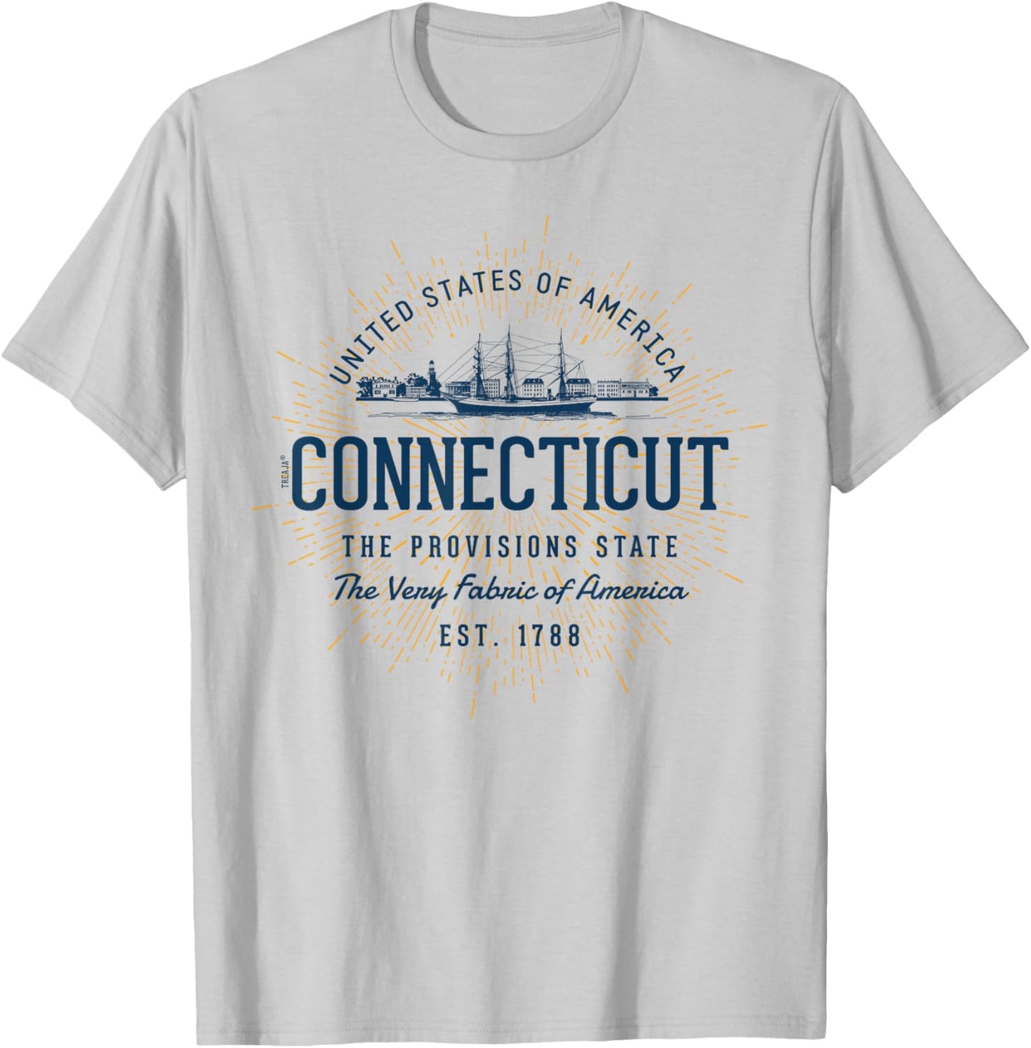 Vintage Styled State of Connecticut Retro T-Shirt - T-Shirt | Ash