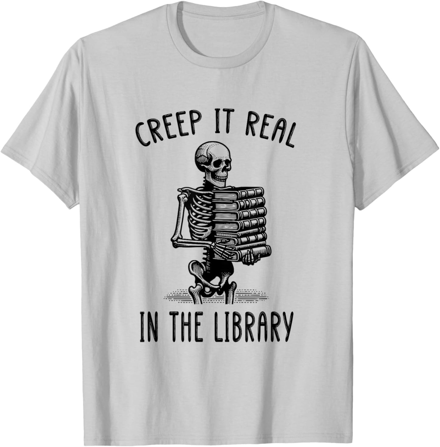Funny Halloween Skeleton Pun Book Lover Library Joke T-Shirt - T-Shirt | Ash
