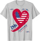 250th Anniversary America Patriotic USA Flag Heart 250 Years T-Shirt - T-Shirt | Ash