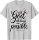 with God All Things are Possible Bow Christian Girl Teen T-Shirt - T-Shirt | Ash