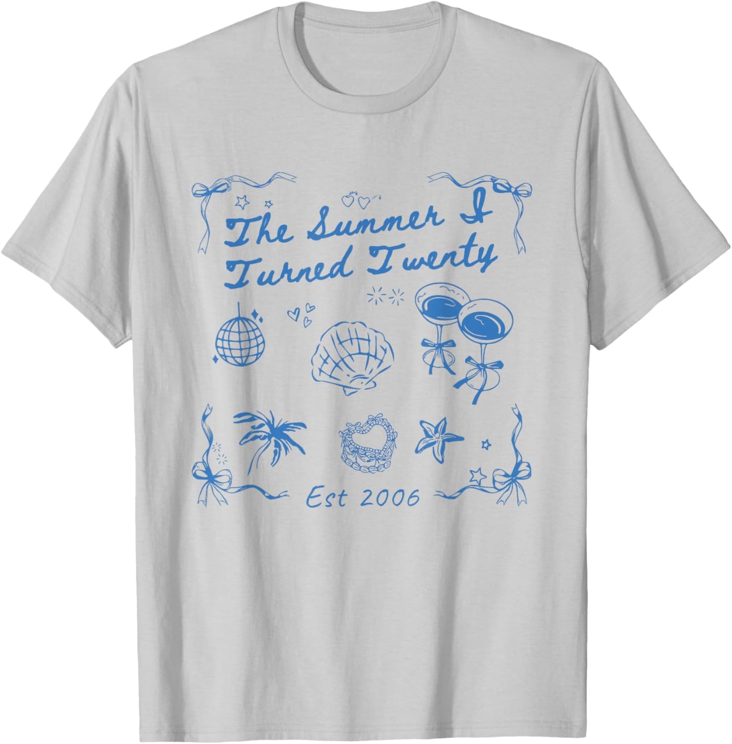 Summer I Turned Twenty 20th Birthday Seashell Coastal Beach T-Shirt - T-Shirt | Ash