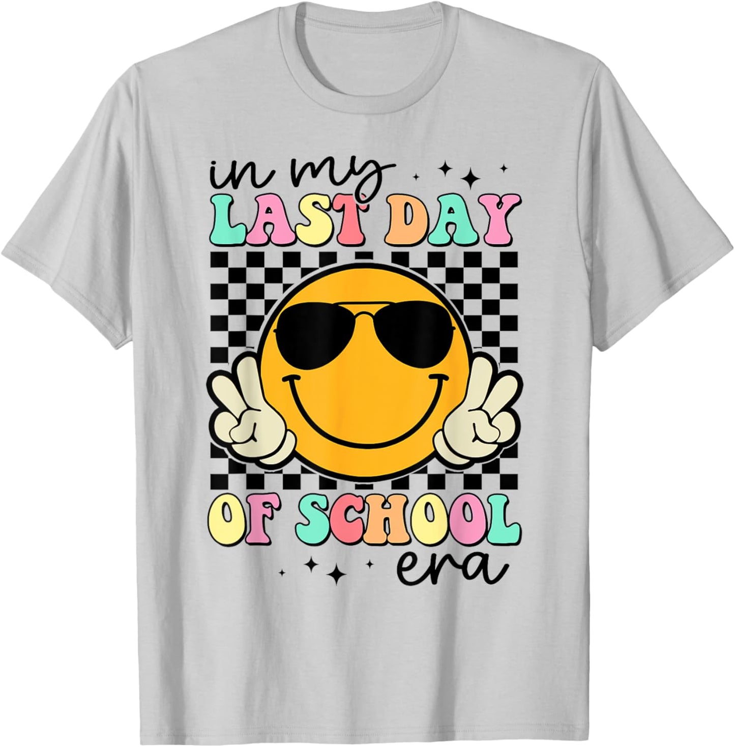 In My Last Day Of School Era Retro Smile Teacher Kids T-Shirt - T-Shirt | Ash