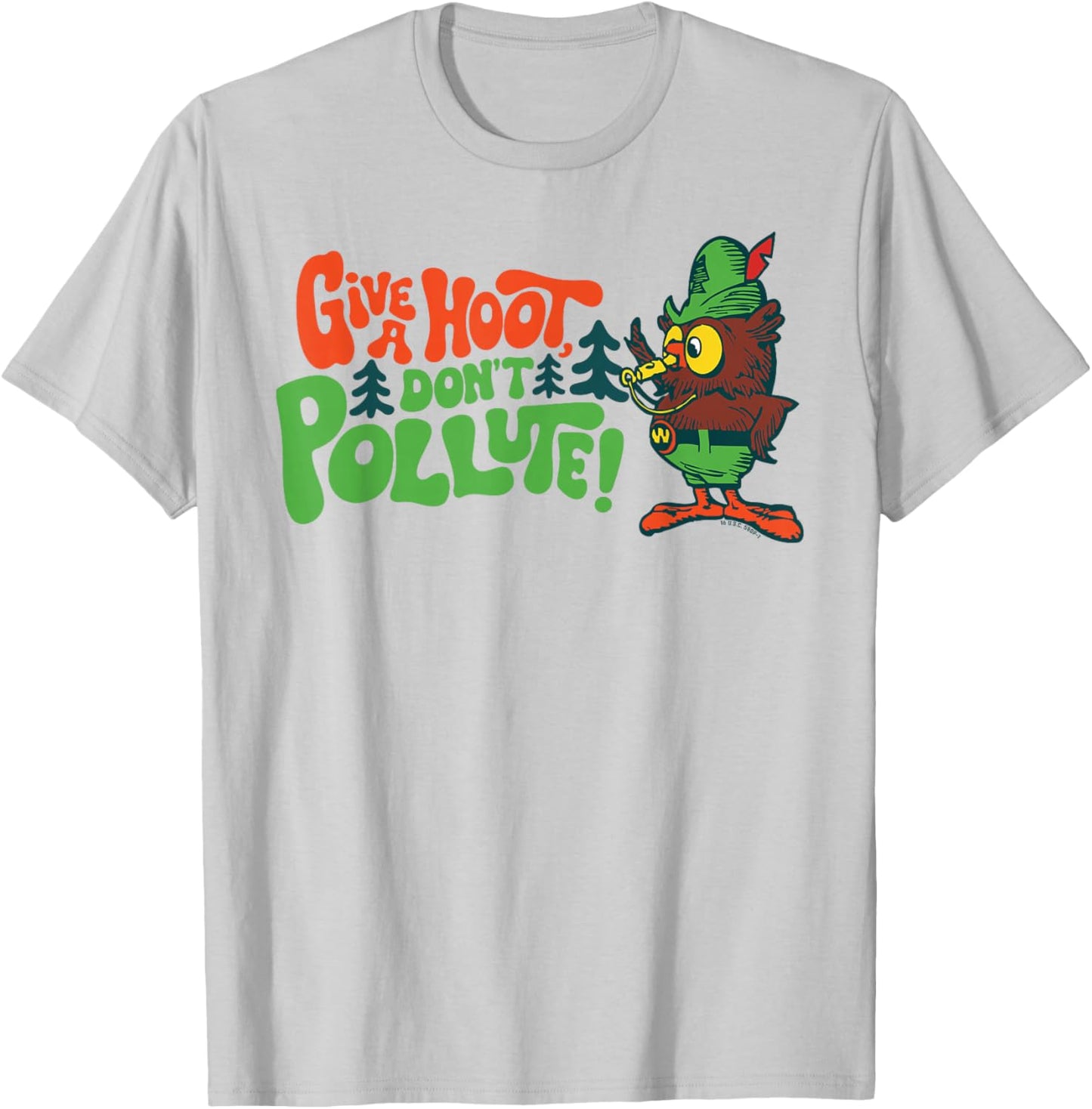 Woodsy Owl Give A Hoot Don't Pollute Classic Conservation T-Shirt - T-Shirt | Ash