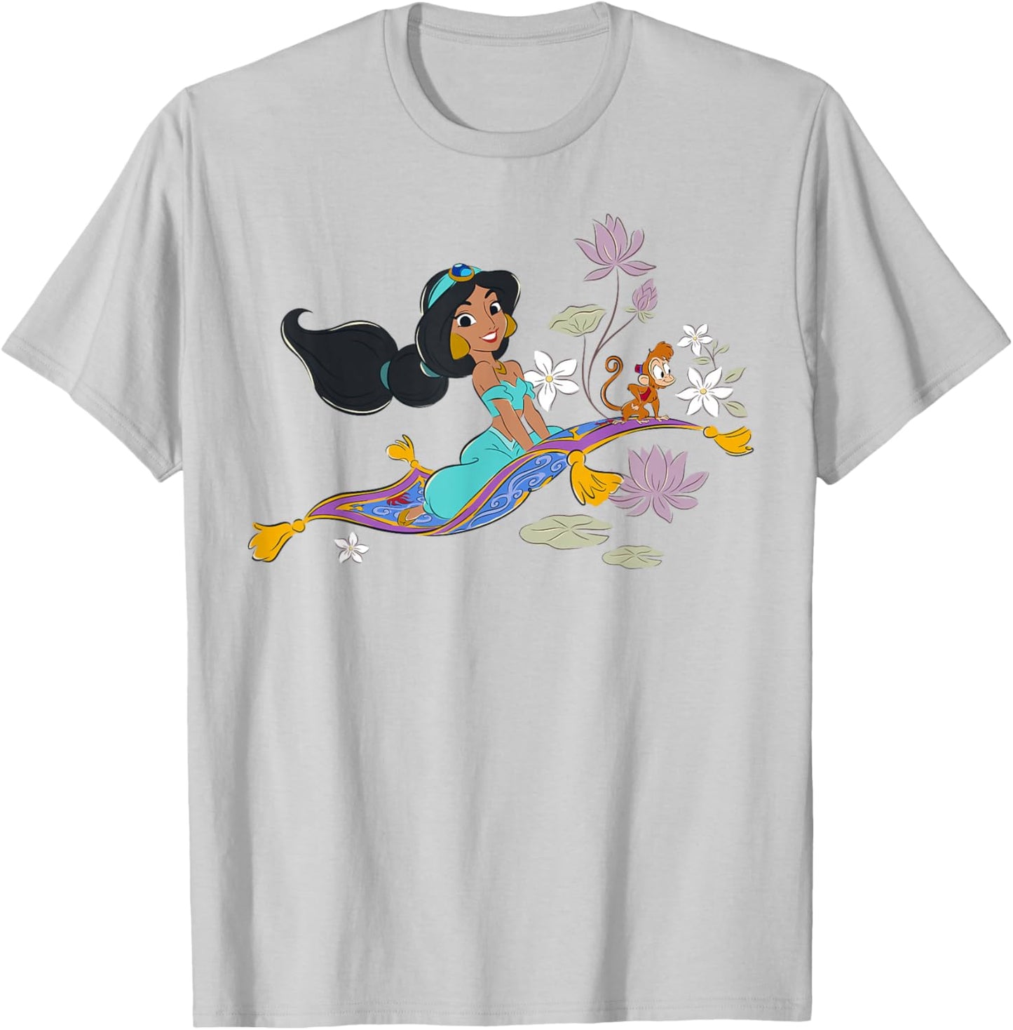 Disney Aladdin Jasmine and Abu Magic Carpet Ride Drawing T-Shirt - T-Shirt | Ash