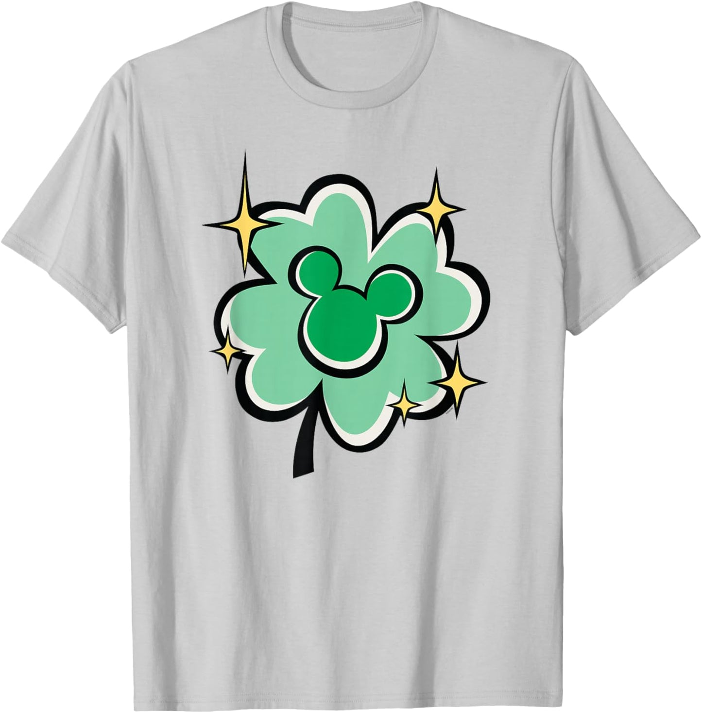Disney St. Patrick's Day Mickey Mouse Lucky Four-Leaf Clover T-Shirt - T-Shirt | Ash