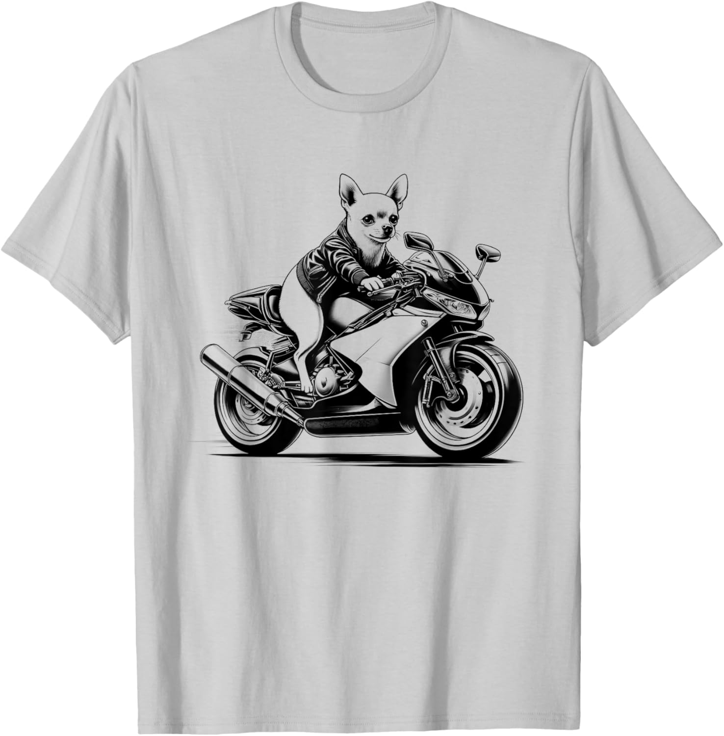 Cool Chihuahua Riding a Motorcycle Biker Dog Lover Women Kids T-Shirt - T-Shirt | Ash